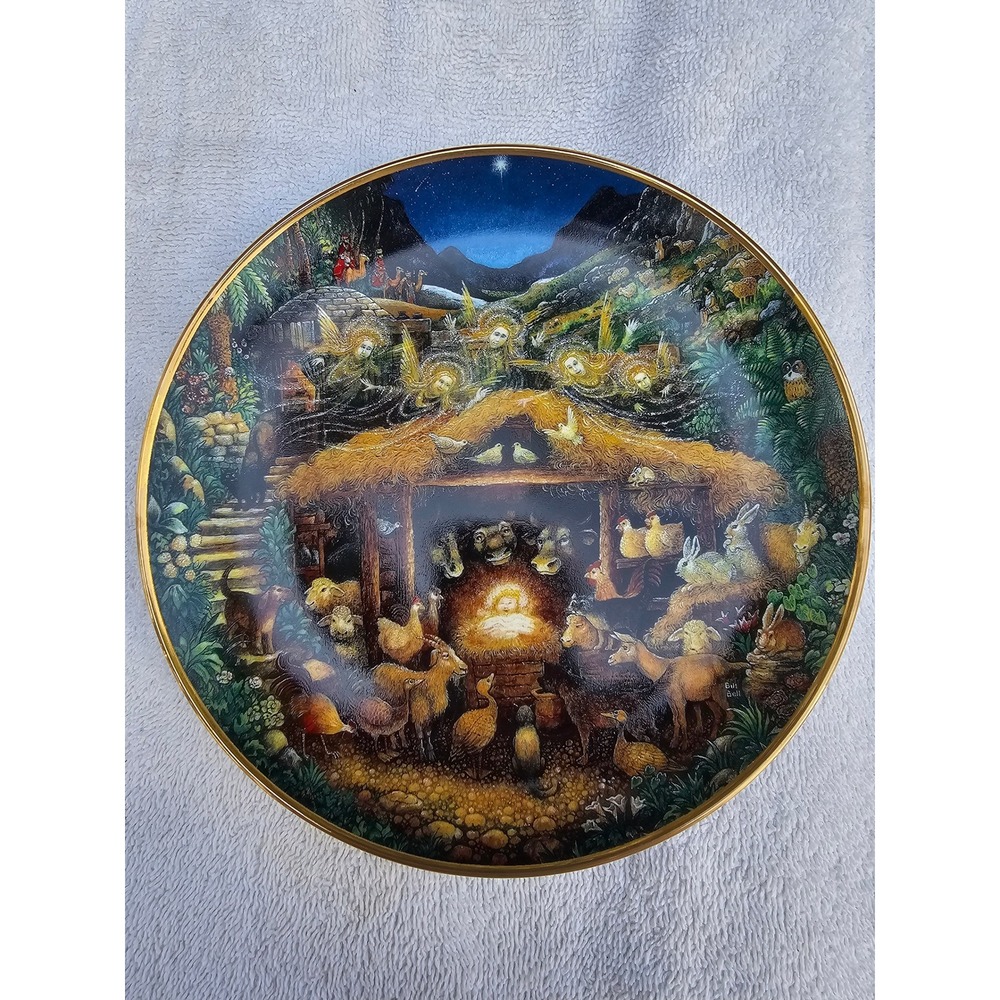 Franklin Mint Heirloom Recommendation Away in a Manger Collector Plate Bill Bell